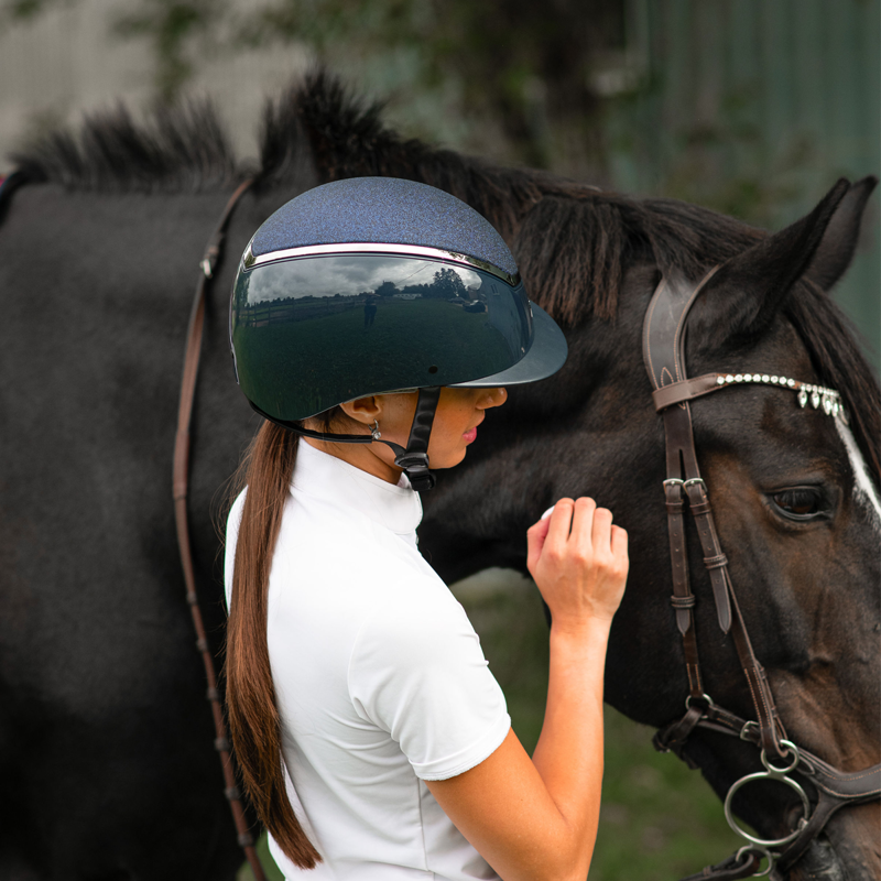 EQX by Charles Owen Kylo Sparkly Riding Hat - Navy Gloss/Pewter-4