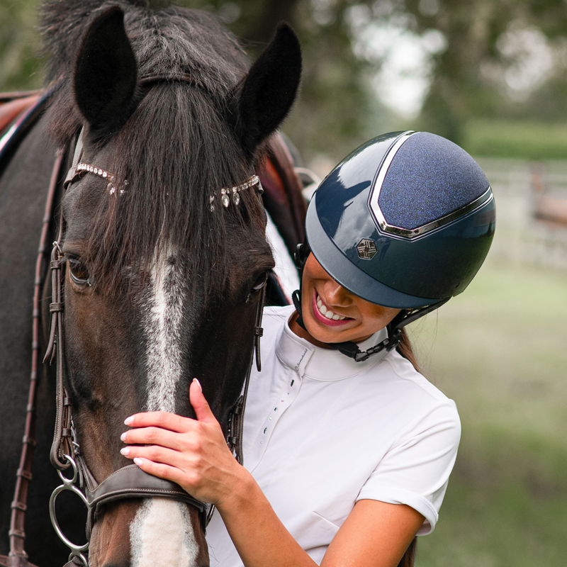 EQX by Charles Owen Kylo Sparkly Riding Hat - Navy Gloss/Pewter-3