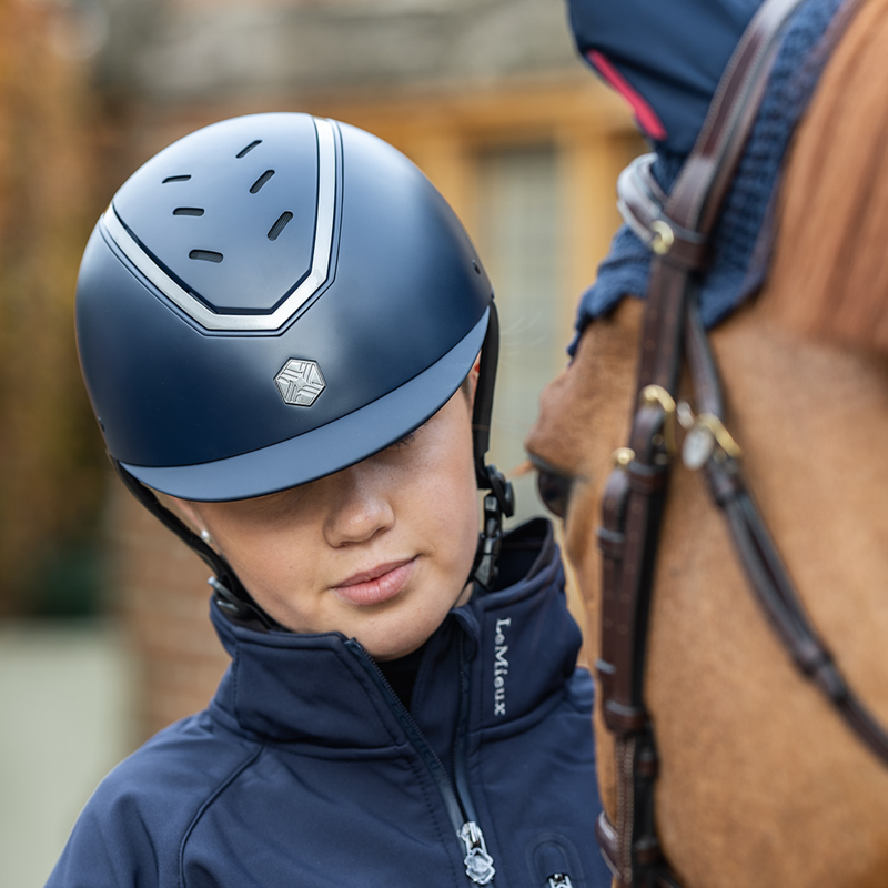 EQX by Charles Owen Kylo Riding Hat - Navy Matte/Pewter-3