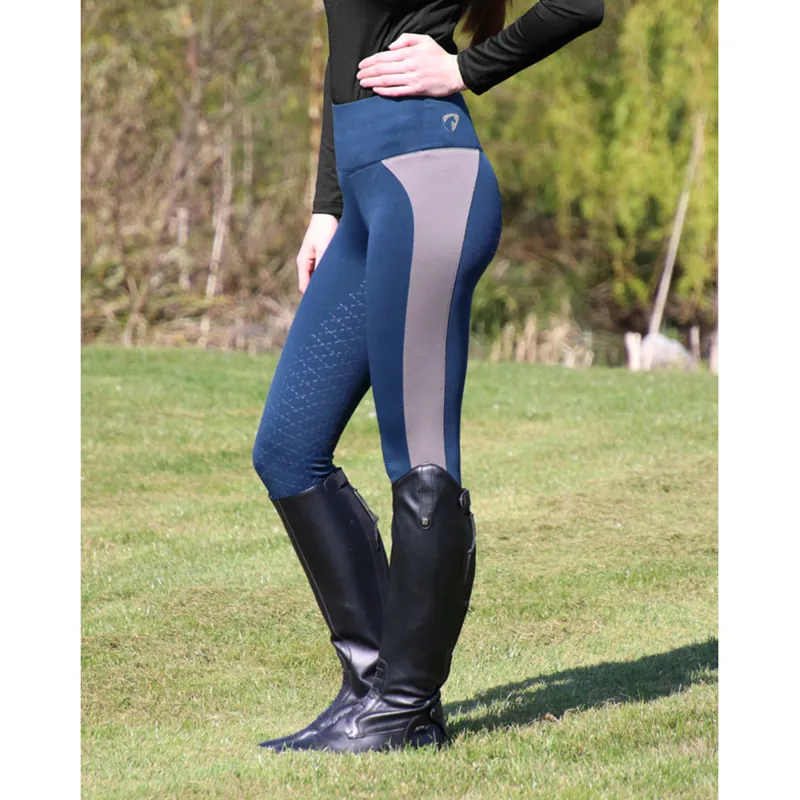 Hy Equestrian Lakeside Riding Tights - Navy/Grey-1