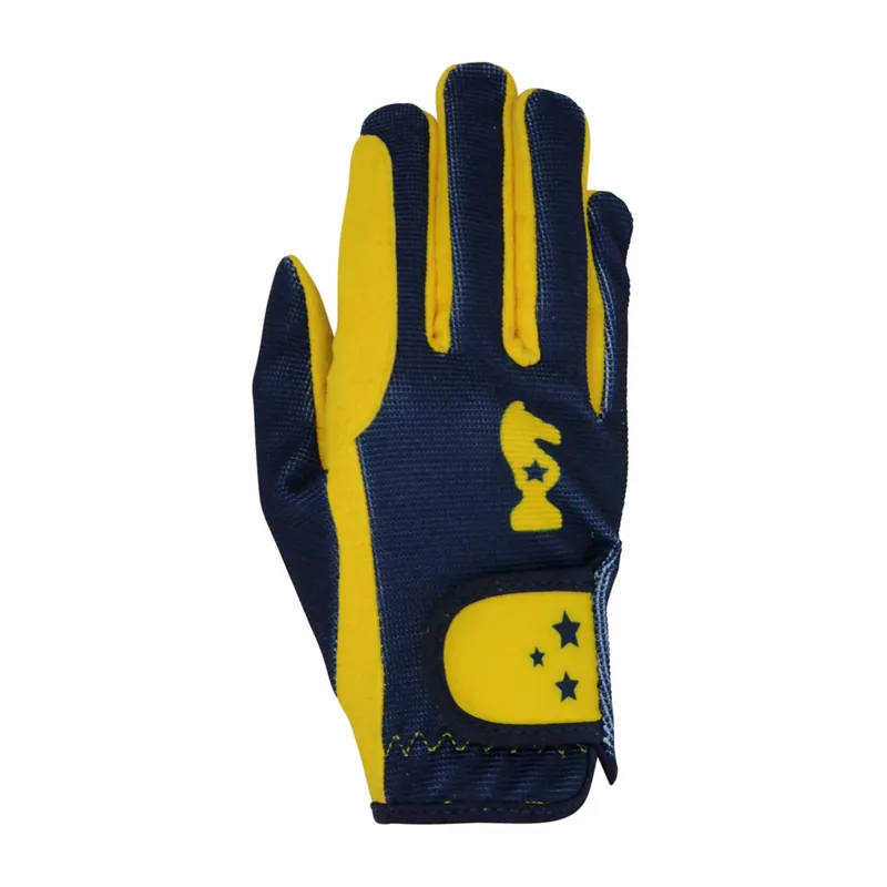 Little Knight Lancelot Children's Riding Gloves - Yellow/Navy