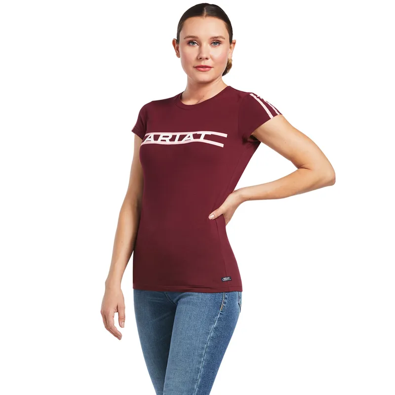 Ariat Womens Logo Lane SS T-Shirt - Zinfandel