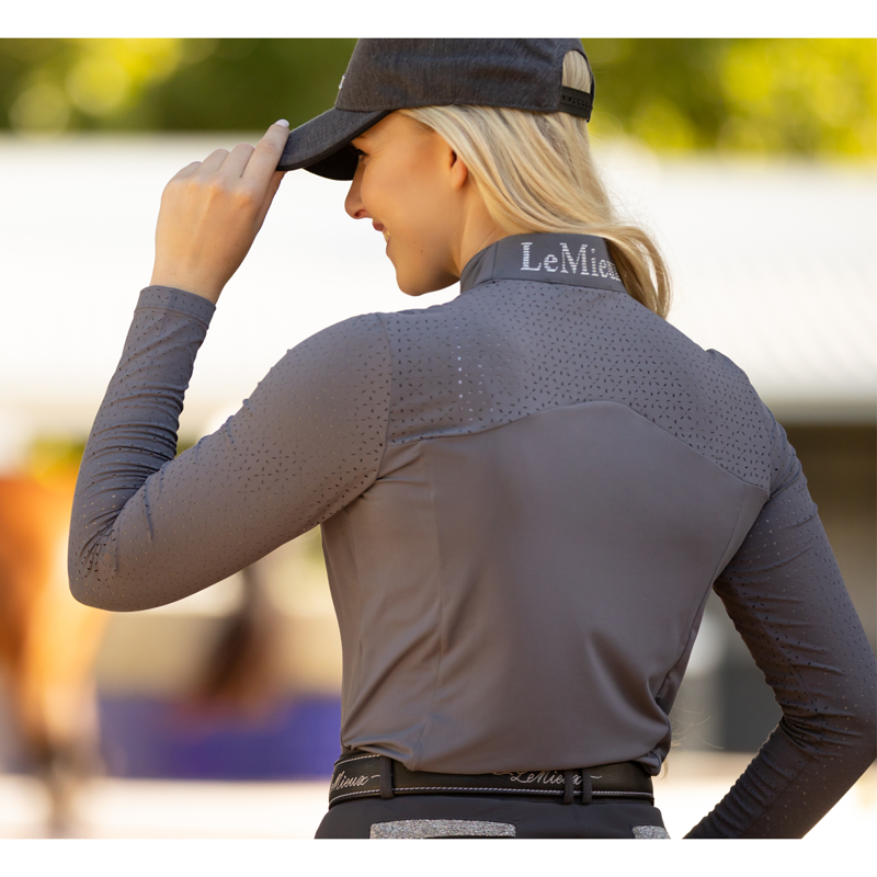 LeMieux Ladies Longsleeve Lazercut Baselayer - Twilight Grey-5