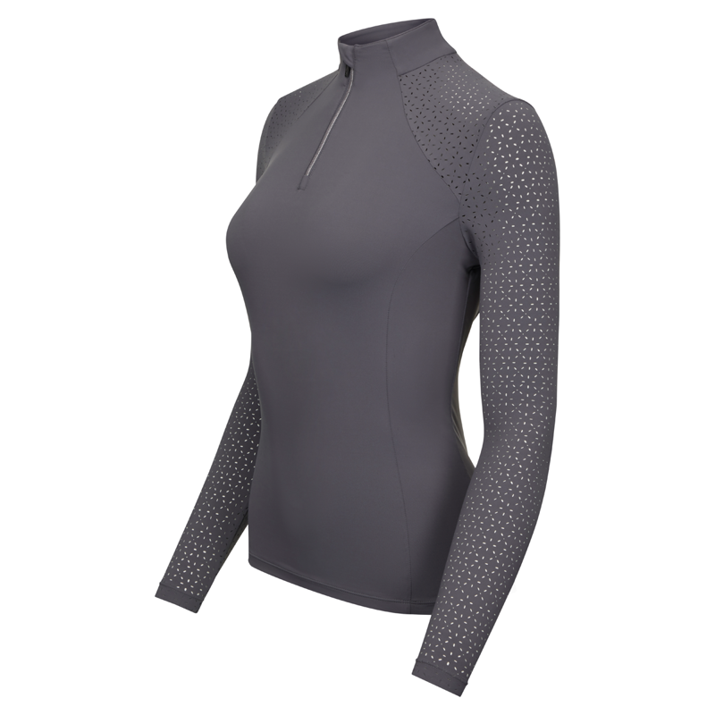 LeMieux Ladies Longsleeve Lazercut Baselayer - Twilight Grey-1