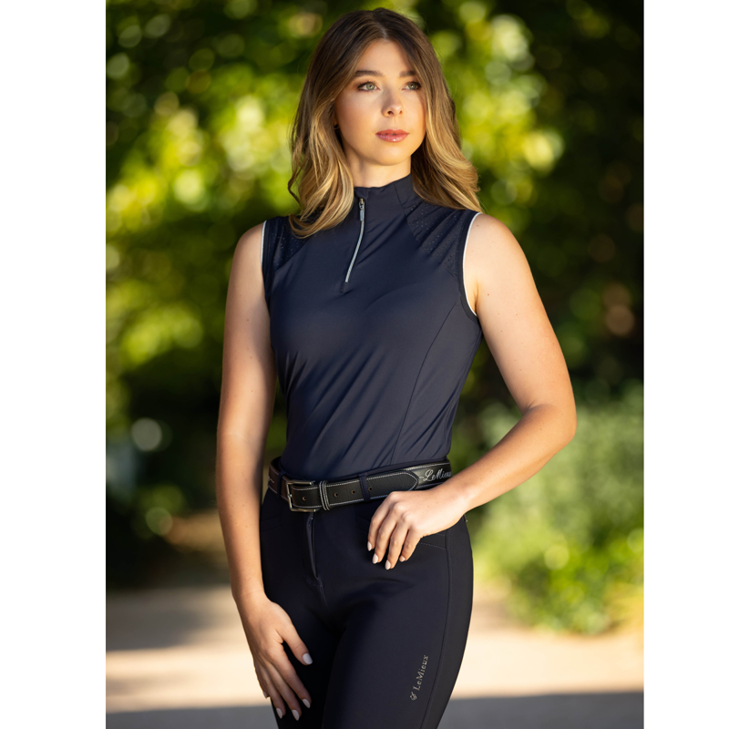 LeMieux Ladies Sleeveless Lazercut Baselayer - Twilight Navy-4