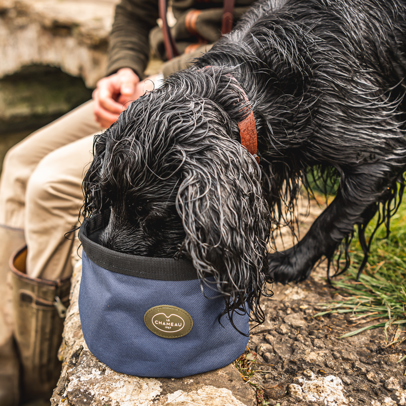 Le Chameau Portable Dog Bowl - Bleu Foncé-1