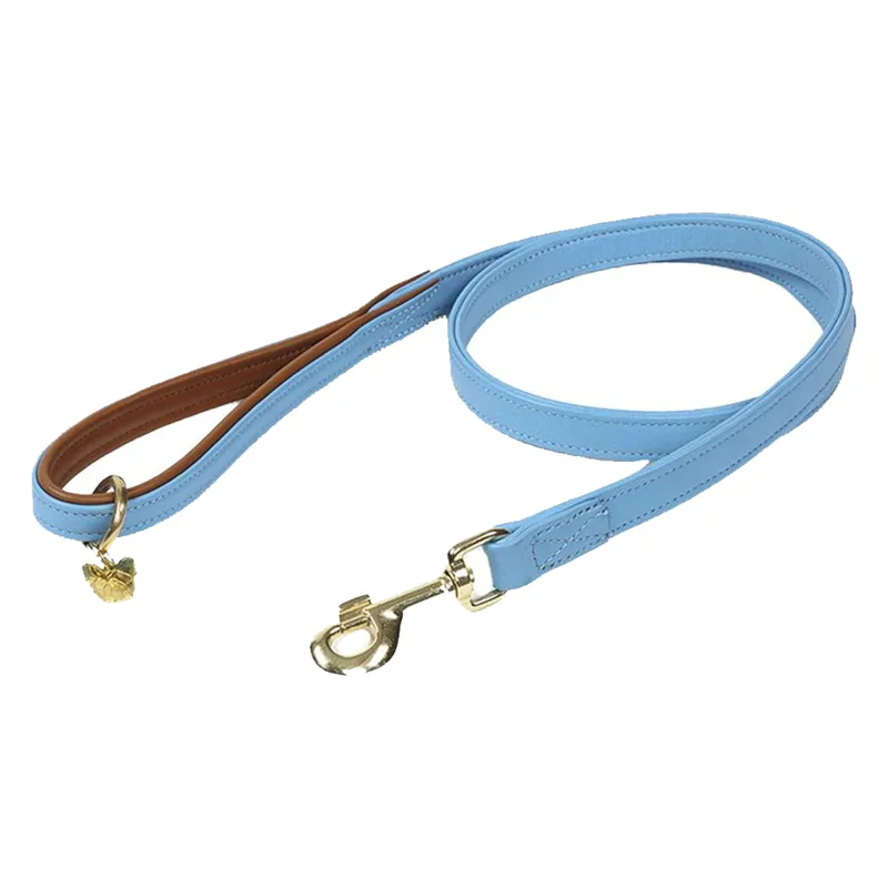 Shires Digby And Fox Padded Leather Dog Lead - Blue 1.5 CM