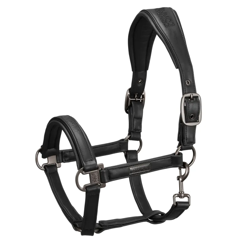 Eskadron Double Pin Leather Headcollar - Black 