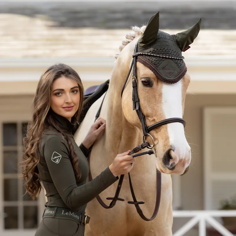 LeMieux Classic Lycra Fly Hood - Oak-2