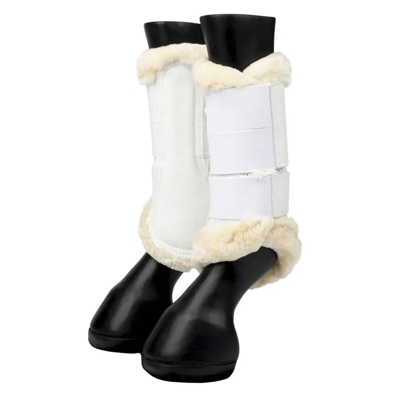 Lemieux Fleece Edged Mesh Brushing Boots - White