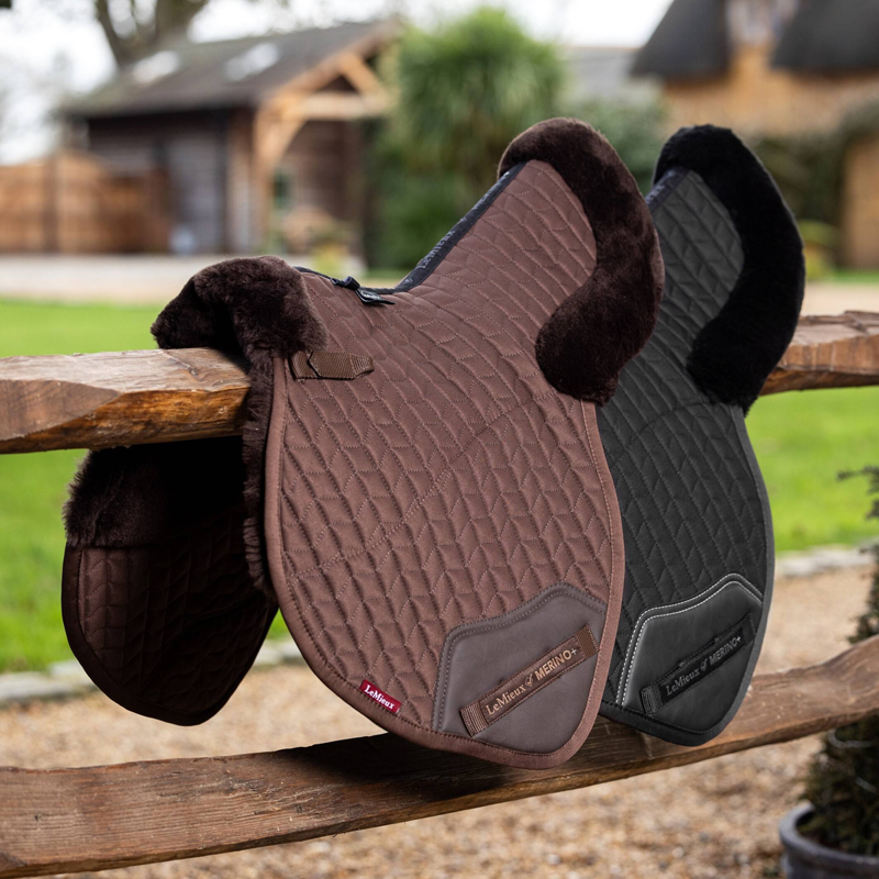 LeMieux Merino+ Half Lined Close Contact Numnah - Brown/Brown-1