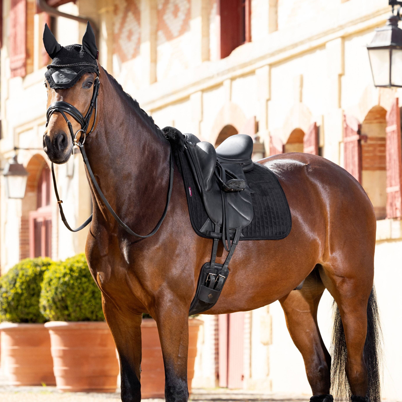 LeMieux Merino+ Half Lined Suede Dressage Square - Black/Black-1