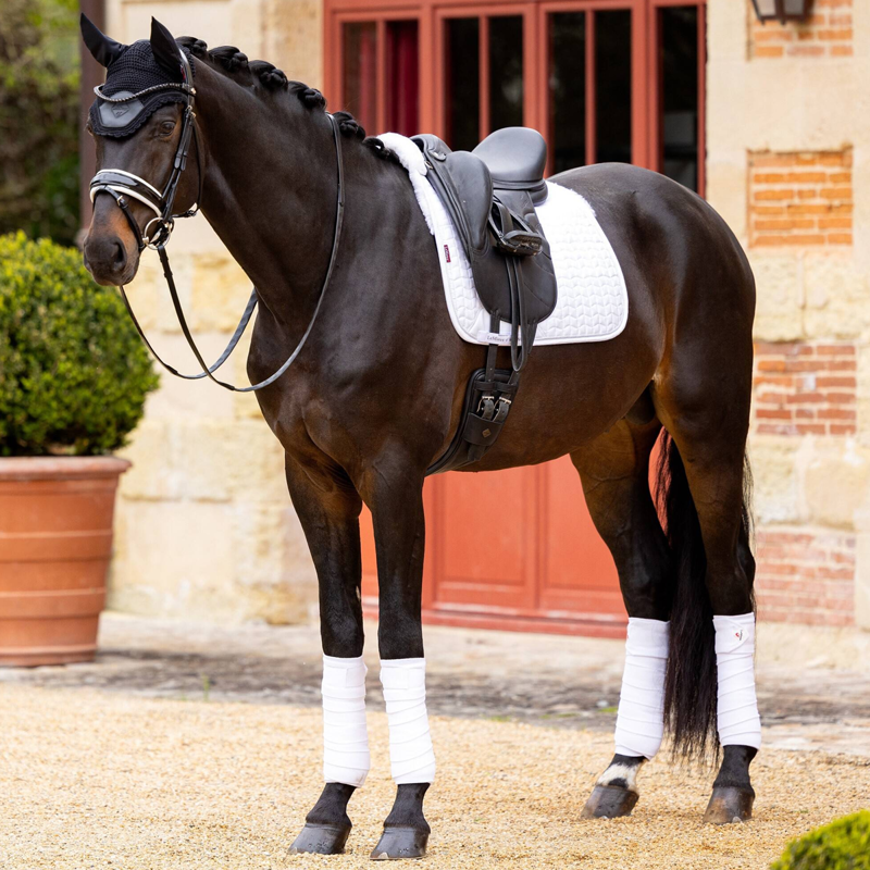 LeMieux Merino+ Half Lined Suede Dressage Square - White/White-1