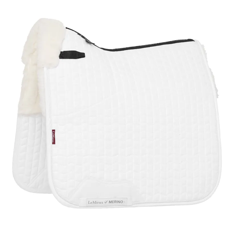 LeMieux Merino+ Half Lined Suede Dressage Square - White/White