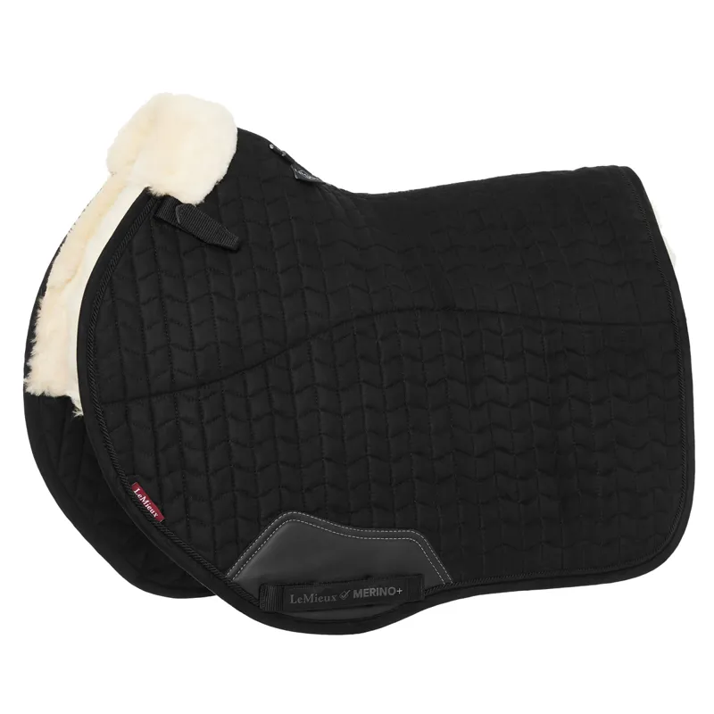 LeMieux Merino+ Half Lined Suede EuroJump Square - Black/Natural