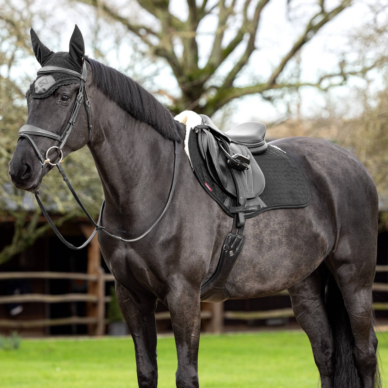 LeMieux Merino+ Half Lined Suede EuroJump Square - Black/Natural-1