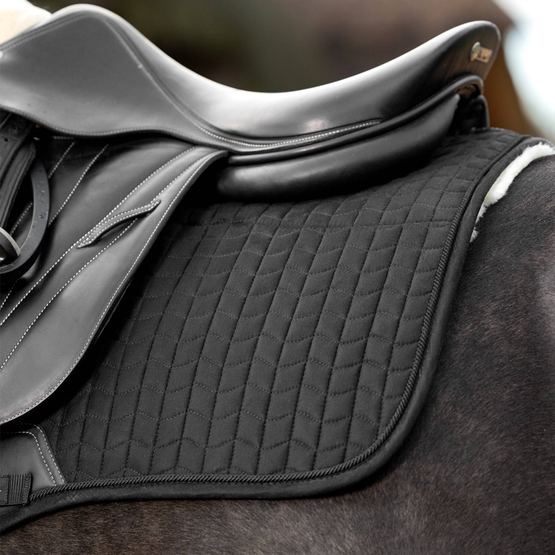 LeMieux Merino+ Half Lined Suede EuroJump Square - Black/Natural-3