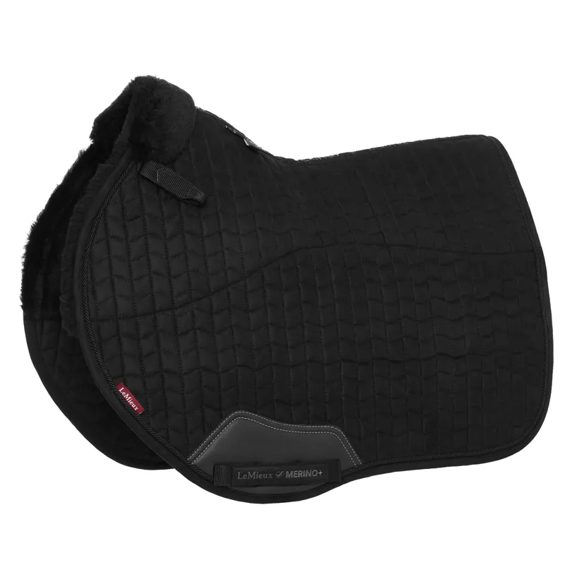 LeMieux Merino+ Half Lined Suede EuroJump Square - Black/Black