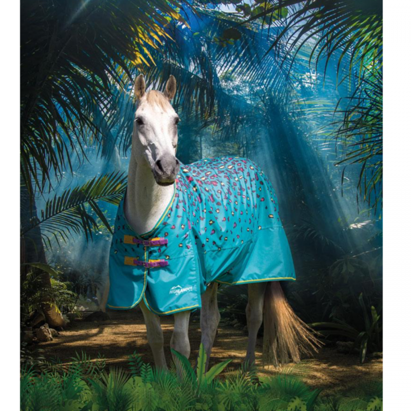 Shires Highlander Original Lite Turnout Rug - Teal Leopard