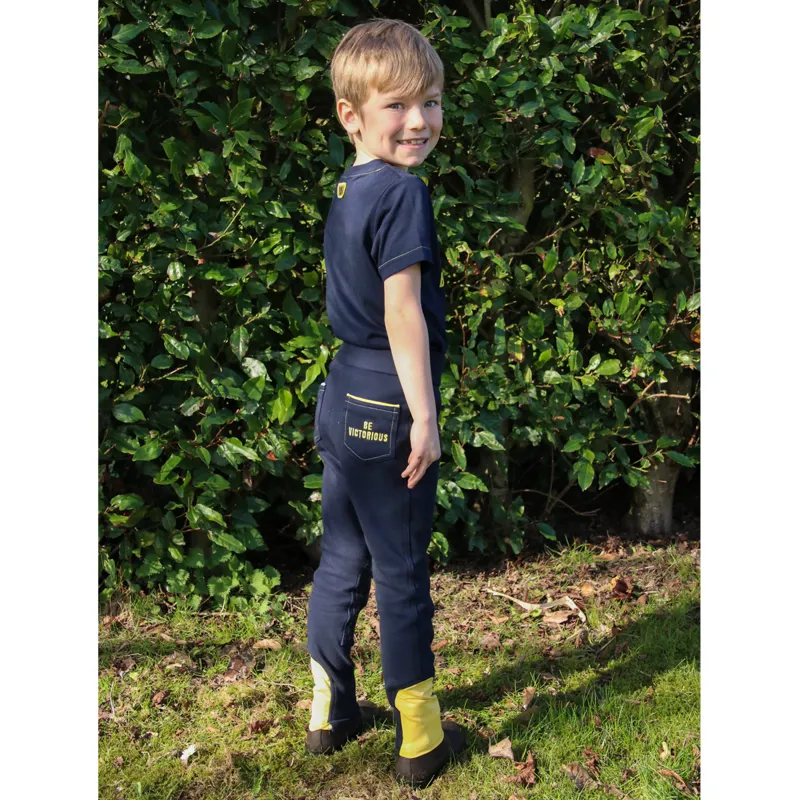 Little Knight Be Brave Tots Jodhpurs - Navy/Yellow-1