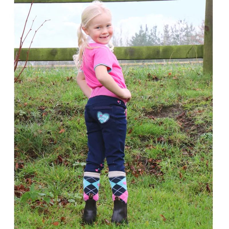 Little Rider I Love My Pony Collection Pull On Breeches - Denim-3