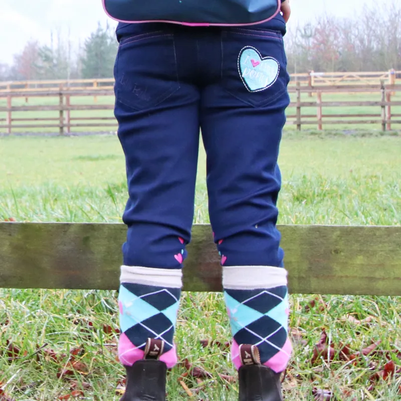 Little Rider I Love My Pony Collection Pull On Breeches - Denim-4