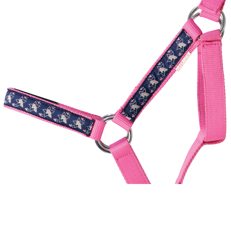 Little Rider I Love My Pony Head Collar And Lead Rope - Navy/Pink/Teal-1