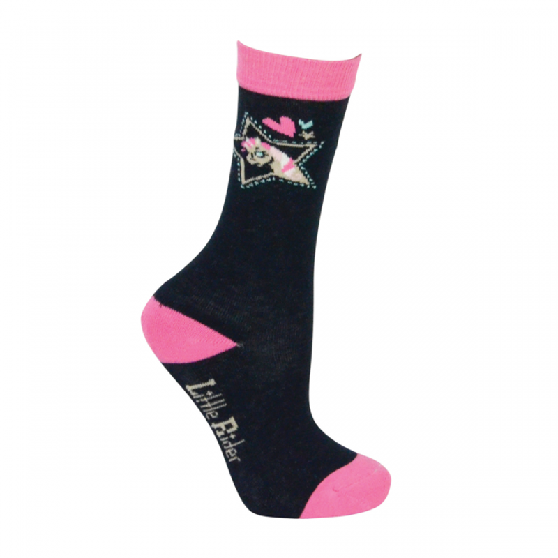 Little Rider I Love My Pony Collection Socks 3 Pack - Navy/Pink/Teal/Cream-1