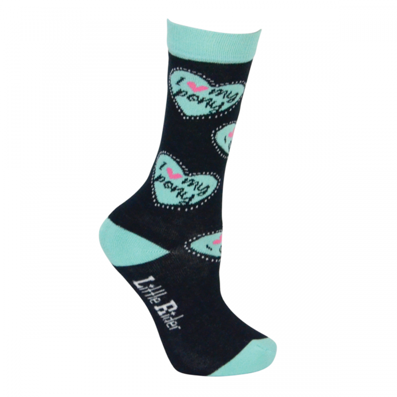 Little Rider I Love My Pony Collection Socks 3 Pack - Navy/Pink/Teal/Cream-2