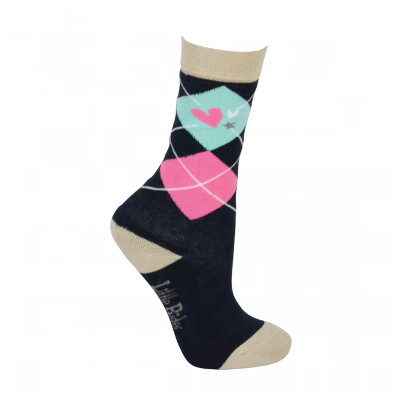 Little Rider I Love My Pony Collection Socks 3 Pack - Navy/Pink/Teal/Cream-3