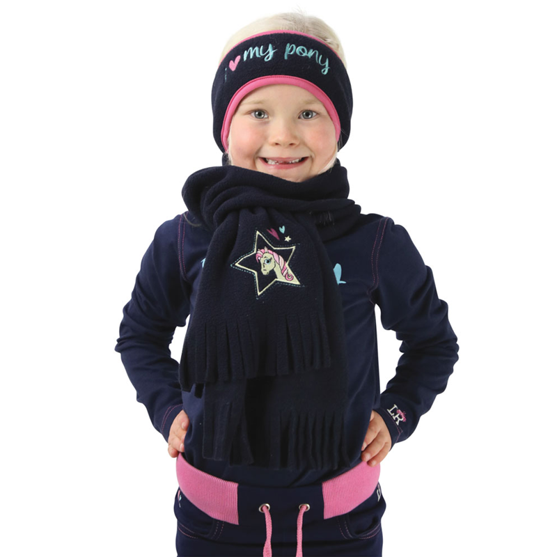 Little Rider I Love My Pony Collection Head Band and Scarf Set - Navy/Pink-1