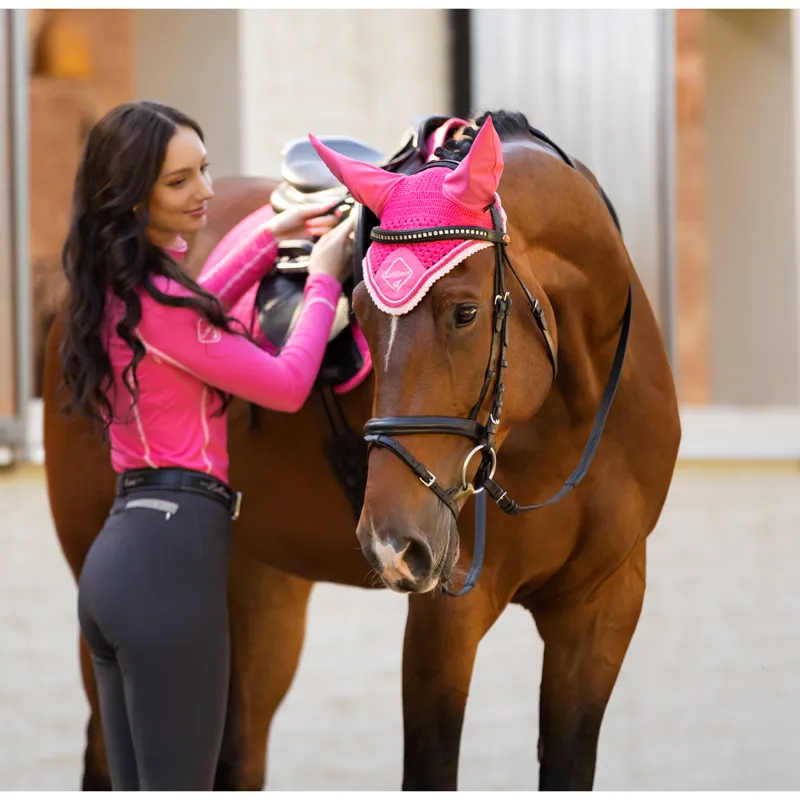 LeMieux Classic Lycra Fly Hood - Watermelon-4