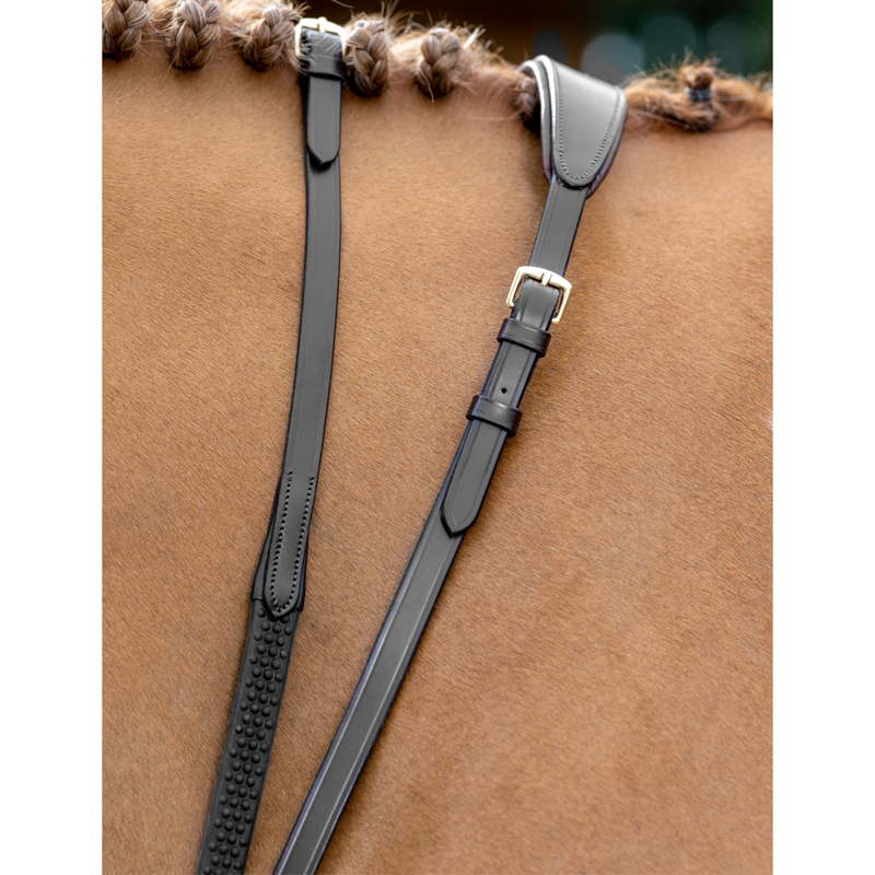 LeMieux Soft Rubber Reins - Black/Black-1