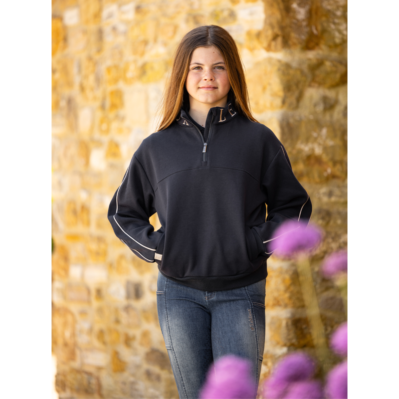 LeMieux Young Rider Kate Quarter Zip Sweater - Navy-3
