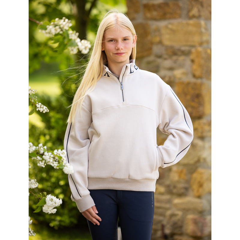 LeMieux Young Rider Kate Quarter Zip Sweater - Stone-3
