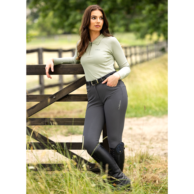 LeMieux Long Sleeve Sport Polo Shirt - Fern-7