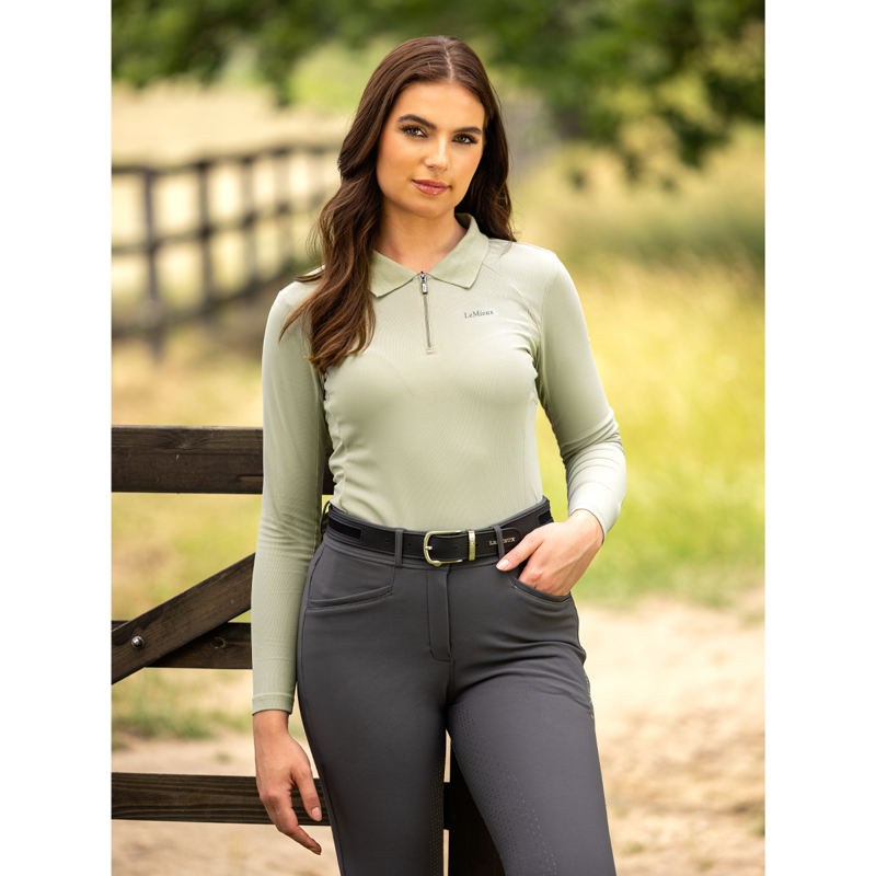 LeMieux Long Sleeve Sport Polo Shirt - Fern-6