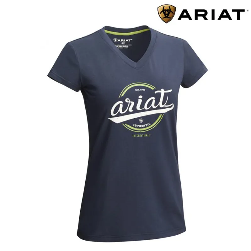 Ariat Womens Authentic Logo SS T-Shirt - Navy-1