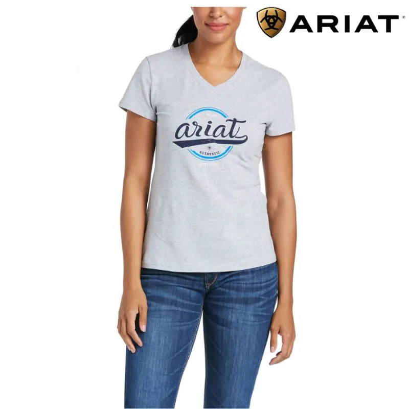 Ariat Womens Authentic Logo SS T-Shirt - Heather Grey -1