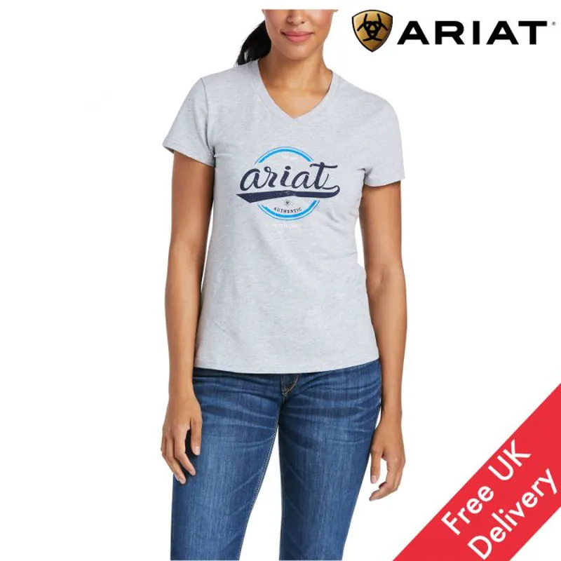 Ariat Womens Authentic Logo SS T-Shirt - Heather Grey 