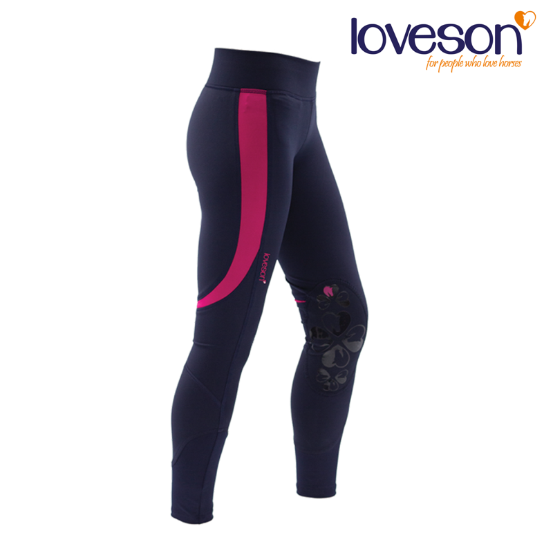 Loveson Ladies Riding Tights/Leggings - Navy/Pink-2