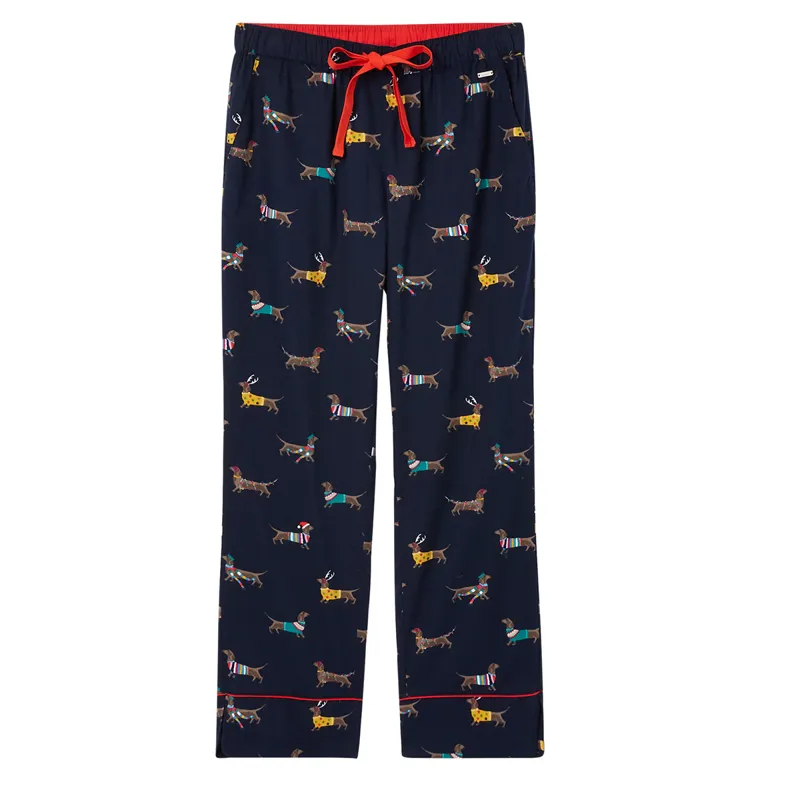 Joules Luna Brushed Cotton Pyjama Bottoms - Navy Sausage Dogs