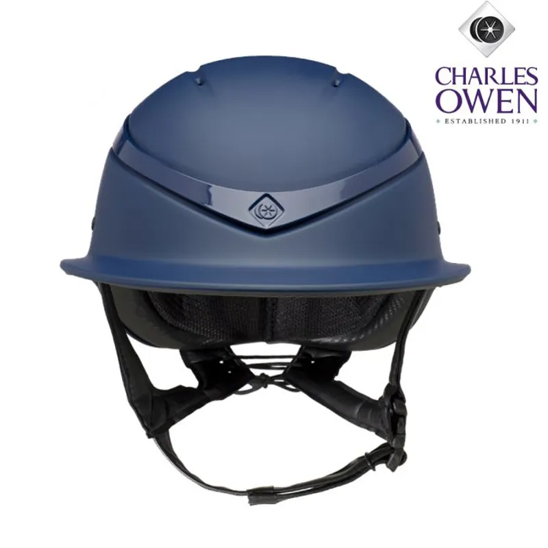 Charles Owen Luna Wide Peak Riding Hat Navy Matt/Navy Gloss