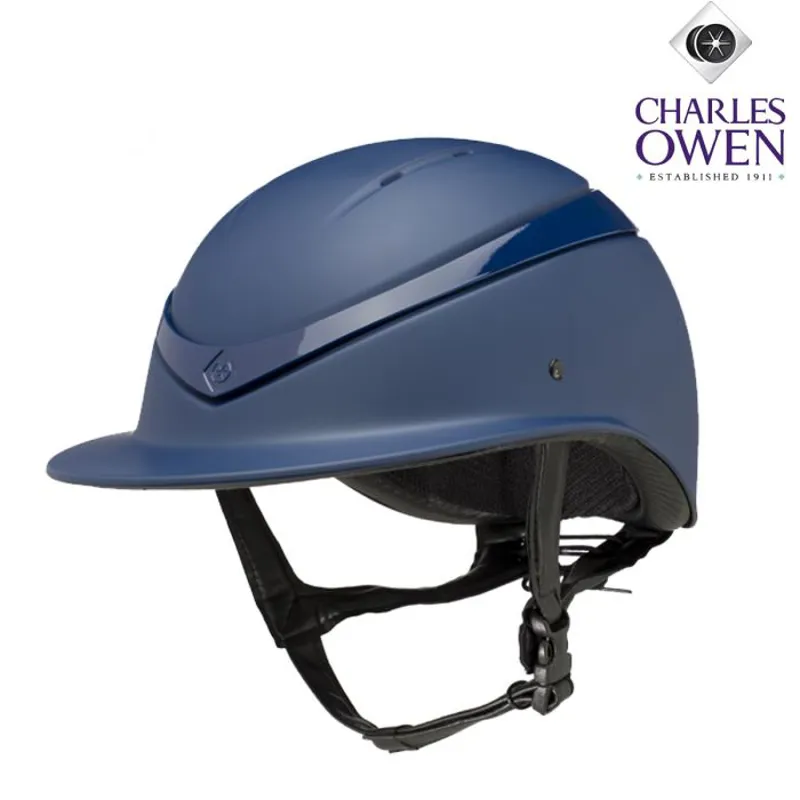Charles Owen Luna Wide Peak Riding Hat Navy Matt/Navy Gloss