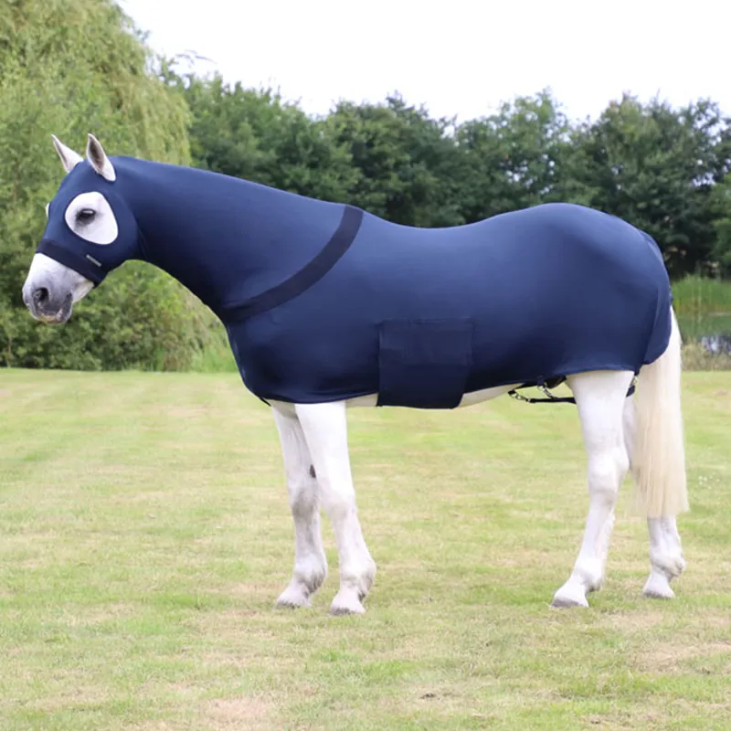 Hy Equestrian Lycra Flex Rug with Belly Flap - Navy