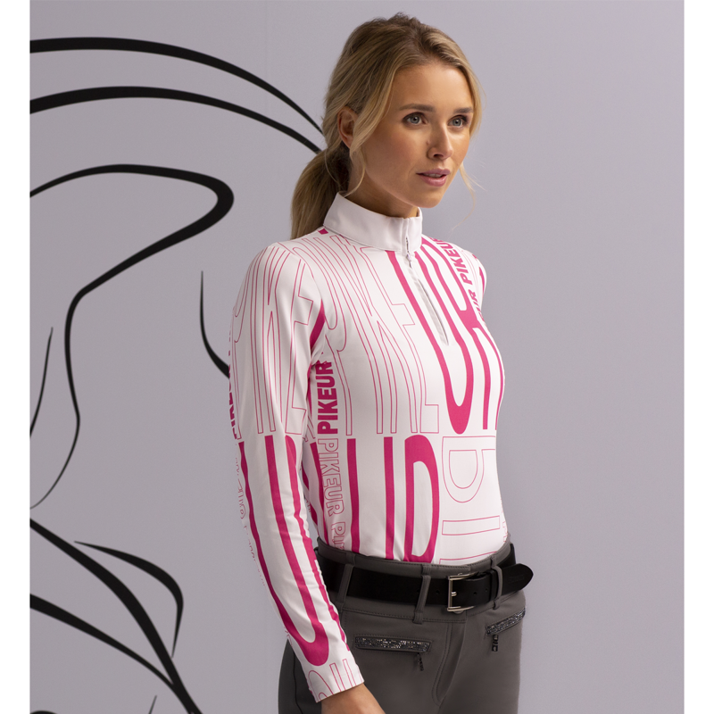 Pikeur Lyvi Print All Over Shirt - White/Blush Pink-1