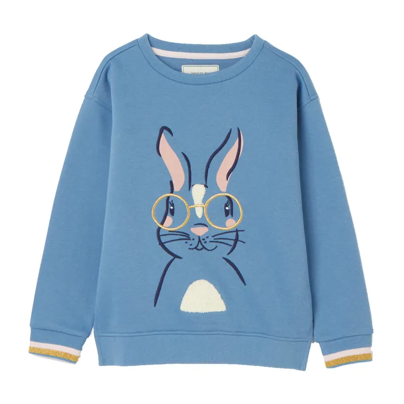 Joules Mackenzie Children's Embroidered Rabbit Sweatshirt - Blue