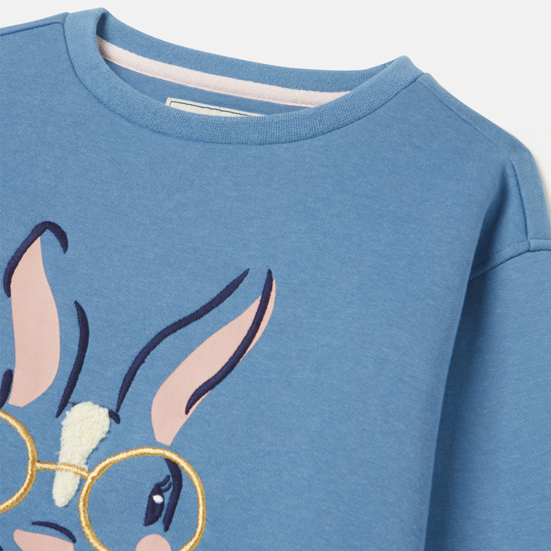 Joules Mackenzie Children's Embroidered Rabbit Sweatshirt - Blue-2