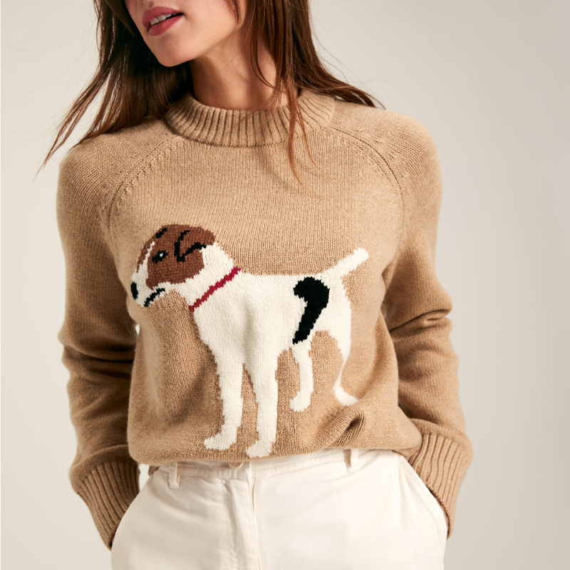 Joules Margot Ladies Intarsia Jumper - Oat-1