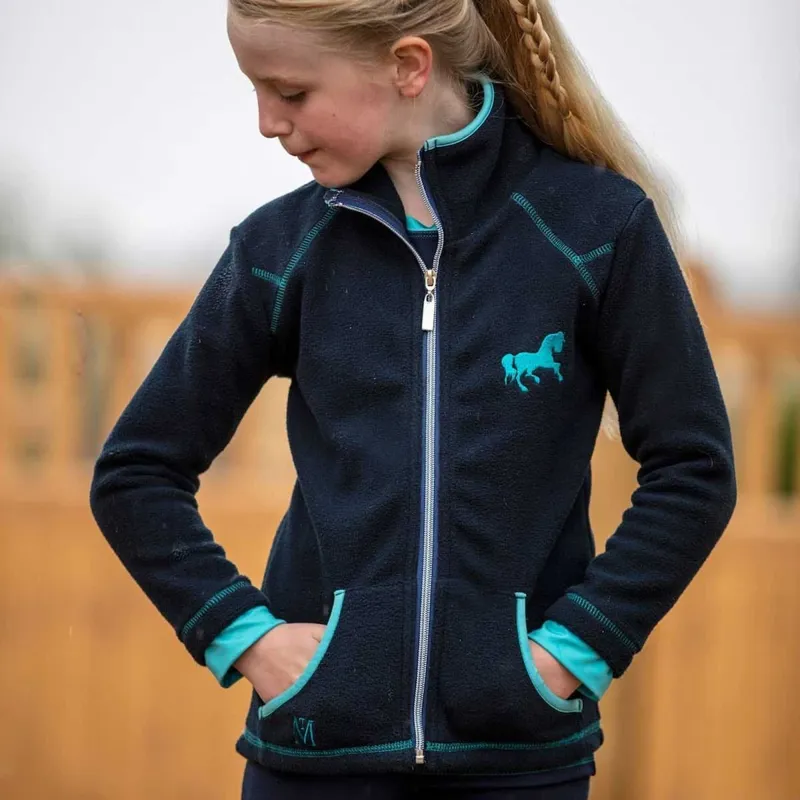 Mark Todd Kids Fleece Jacket - Navy/Aqua